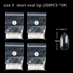 TSZS 200pcs/Bag ABS Same Size Of Oval Suqare Shape Specific Sizes False Nail Tips Full Cover Clear Prastic Nails Size 3 4 5 6
