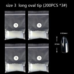 TSZS 200pcs/Bag ABS Same Size Of Oval Suqare Shape Specific Sizes False Nail Tips Full Cover Clear Prastic Nails Size 3 4 5 6