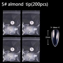 TSZS 200pcs/Bag ABS Same Size Of Oval Suqare Shape Specific Sizes False Nail Tips Full Cover Clear Prastic Nails Size 3 4 5 6