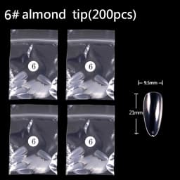TSZS 200pcs/Bag ABS Same Size Of Oval Suqare Shape Specific Sizes False Nail Tips Full Cover Clear Prastic Nails Size 3 4 5 6