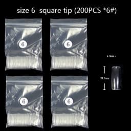 TSZS 200pcs/Bag ABS Same Size Of Oval Suqare Shape Specific Sizes False Nail Tips Full Cover Clear Prastic Nails Size 3 4 5 6