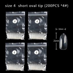 TSZS 200pcs/Bag ABS Same Size Of Oval Suqare Shape Specific Sizes False Nail Tips Full Cover Clear Prastic Nails Size 3 4 5 6