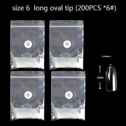 TSZS 200pcs/Bag ABS Same Size Of Oval Suqare Shape Specific Sizes False Nail Tips Full Cover Clear Prastic Nails Size 3 4 5 6