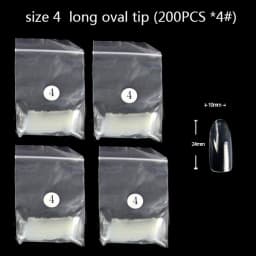 TSZS 200pcs/Bag ABS Same Size Of Oval Suqare Shape Specific Sizes False Nail Tips Full Cover Clear Prastic Nails Size 3 4 5 6