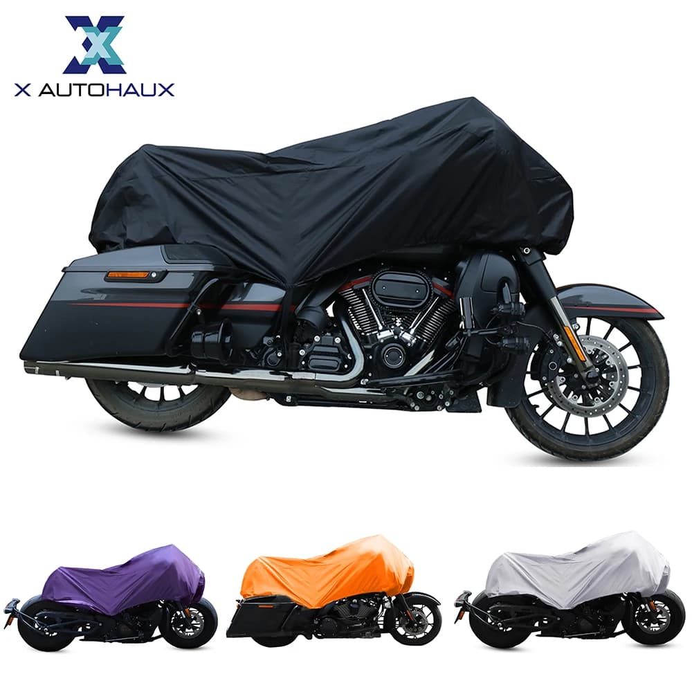 X Autohaux 210T Half Motorcycle Cover Travel Waterproof Outdoor Dustproof Rain Dust Anti UV Motor Scooter Protector Cover M L XL
