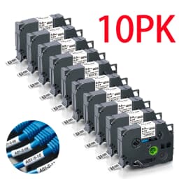 10Pcs Hse-231 Compatible Brother Hse-211 221 241 251 611 621 631 641 651 Heat Shrink Tube Label for Brother P-touch Label Maker