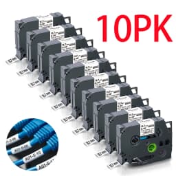 10Pcs Hse-231 Compatible Brother Hse-211 221 241 251 611 621 631 641 651 Heat Shrink Tube Label for Brother P-touch Label Maker