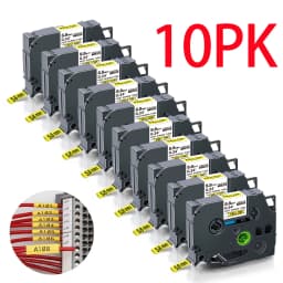 10Pcs Hse-231 Compatible Brother Hse-211 221 241 251 611 621 631 641 651 Heat Shrink Tube Label for Brother P-touch Label Maker