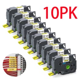 10Pcs Hse-231 Compatible Brother Hse-211 221 241 251 611 621 631 641 651 Heat Shrink Tube Label for Brother P-touch Label Maker