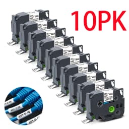 10Pcs Hse-231 Compatible Brother Hse-211 221 241 251 611 621 631 641 651 Heat Shrink Tube Label for Brother P-touch Label Maker