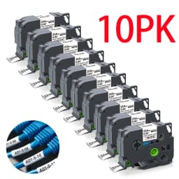 10Pcs Hse-231 Compatible Brother Hse-211 221 241 251 611 621 631 641 651 Heat Shrink Tube Label for Brother P-touch Label Maker