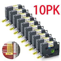 10Pcs Hse-231 Compatible Brother Hse-211 221 241 251 611 621 631 641 651 Heat Shrink Tube Label for Brother P-touch Label Maker