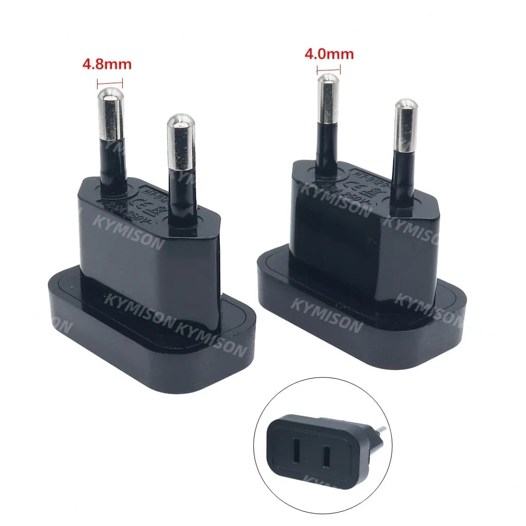 US China To European EU Travel Adapter With Safety Shutter Germany Power Wall Plug Connector Adaptor