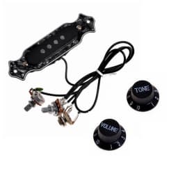 Pre-wired 4 String Single Coil Soundhole Pickup Harness with Volume & Tone Pots for Electric Guitar