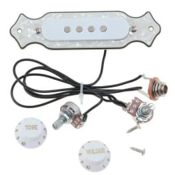 Pre-wired 4 String Single Coil Soundhole Pickup Harness with Volume & Tone Pots for Electric Guitar