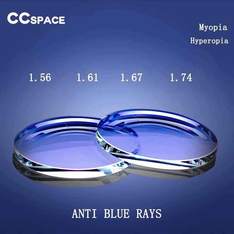 1.56 1.61 1.67 1.74 Index Anti Blue Light A Pair Of Optical Lens GREEN-EMI Prescription Myopia Presbyopia Scratch-resistant
