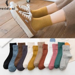 Cotton Women Short Socks Solid Young Casual Fashion Soft Elastic Endurable Breathable Crew Harajuku Socks Girl 4 Seasons