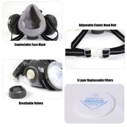 New Anti Dust Mask Full Face Respirator Dual 4-Layer Filters Safety Goggles For Carpenter Polishing Daily Haze Safety Protection