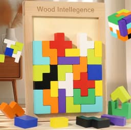 1 Set Wooden Puzzle Baby Early Education Fun Game Children Thinking Logic Square Toy Puzzle