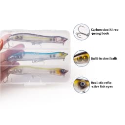 3pcs/Box Topwater Pencil Popper Fishing Lure 12cm Floating Snakehead Artificial Hard Bait Walk the Dog Rattle Wobble Bass Tackle