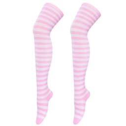 New Cosplay Women Over Knee Long Stripe Printed Thigh High Cotton Socks 27 Colors Sweet Cute Plus Size Overknee Socks Stocking
