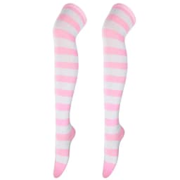 New Cosplay Women Over Knee Long Stripe Printed Thigh High Cotton Socks 27 Colors Sweet Cute Plus Size Overknee Socks Stocking