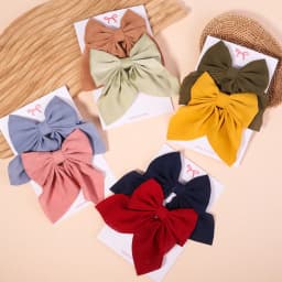 2Pcs/set Sweet Solid Bowknot Hair Clips for Women Girls Print Bows Hairpins Barrettes Duckbill Clip Headwear Hair Accessories