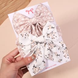 2Pcs/set Sweet Solid Bowknot Hair Clips for Women Girls Print Bows Hairpins Barrettes Duckbill Clip Headwear Hair Accessories