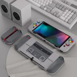 PlayVital AlterGrips Split Design Protective Case Ergonomic Hard Shell for NS Switch OLED - SNES Classic EU Classic Styles
