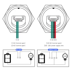 19/22/25/30mm Ultra Short LED Light Switch 3V 6V 12V 24V 220V Momentary Self Reset Waterproof Metal Push Button Switch with Wire