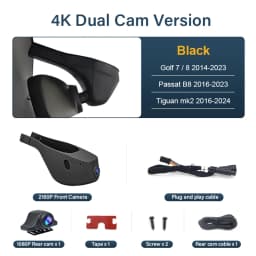 4K Plug and Play Dash Cam Car DVR Camera For Volkswagen VW Passat B8,Tiguan MK2,CC,Golf,Multivan T6,Touran, For Skoda Octavia