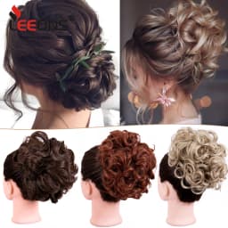 Leeons Syntheic Chignon Hairpiece Curly Bun Extensions Scrunchie Updo Hair Pieces Combs In Messy Bun Hair Piece For Women