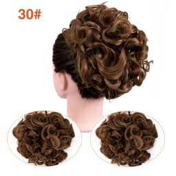 Leeons Syntheic Chignon Hairpiece Curly Bun Extensions Scrunchie Updo Hair Pieces Combs In Messy Bun Hair Piece For Women