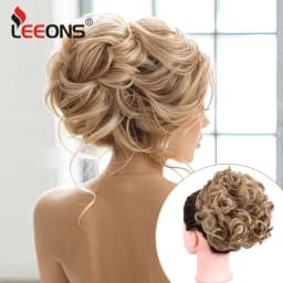 Leeons Syntheic Chignon Hairpiece Curly Bun Extensions Scrunchie Updo Hair Pieces Combs In Messy Bun Hair Piece For Women