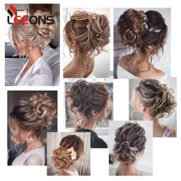 Leeons Syntheic Chignon Hairpiece Curly Bun Extensions Scrunchie Updo Hair Pieces Combs In Messy Bun Hair Piece For Women