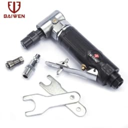 1/4'' Air Angle Die Grinder 90 Degree Pneumatic Grinding Polisher Mill Engraving Machine with 2inch Sanding Discs 20000RPM