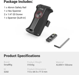 SmallRig 360-Degree Rotating Handgrip NATO Camera Left Side Handle For DLSR for Sony Camera Cage / case w NATO Rail 3260