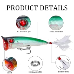 1Pcs Topwater Popper Fishing Lure 8cm 10.5g Floating Swim Wobblers Artificial Plastic Hard Bait Bass Pike Crankbaits Isca Tackle