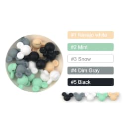 LOFCA Mouse 10pcs/lot Silicone Beads Baby Teether Toy Soft Chew Teething BPA Free DIY Charm Necklace Food Grade Jewelry