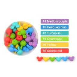 LOFCA Mouse 10pcs/lot Silicone Beads Baby Teether Toy Soft Chew Teething BPA Free DIY Charm Necklace Food Grade Jewelry