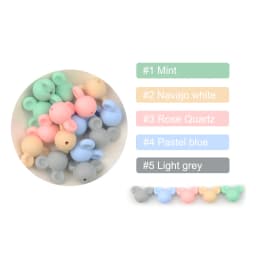 LOFCA Mouse 10pcs/lot Silicone Beads Baby Teether Toy Soft Chew Teething BPA Free DIY Charm Necklace Food Grade Jewelry