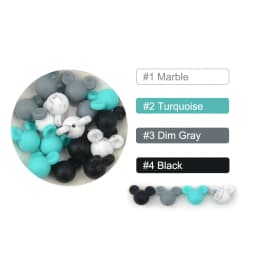 LOFCA Mouse 10pcs/lot Silicone Beads Baby Teether Toy Soft Chew Teething BPA Free DIY Charm Necklace Food Grade Jewelry