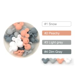 LOFCA Mouse 10pcs/lot Silicone Beads Baby Teether Toy Soft Chew Teething BPA Free DIY Charm Necklace Food Grade Jewelry
