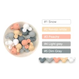 LOFCA Mouse 10pcs/lot Silicone Beads Baby Teether Toy Soft Chew Teething BPA Free DIY Charm Necklace Food Grade Jewelry