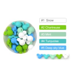 LOFCA Mouse 10pcs/lot Silicone Beads Baby Teether Toy Soft Chew Teething BPA Free DIY Charm Necklace Food Grade Jewelry