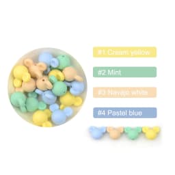 LOFCA Mouse 10pcs/lot Silicone Beads Baby Teether Toy Soft Chew Teething BPA Free DIY Charm Necklace Food Grade Jewelry