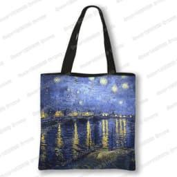 Oil Painting Blossoming Almond Tree / Starry Night Tote Bag Van Gogh Sunflower Women Handbag Canvas Shoulder Shopping Bags