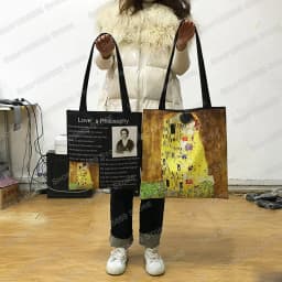 Oil Painting Blossoming Almond Tree / Starry Night Tote Bag Van Gogh Sunflower Women Handbag Canvas Shoulder Shopping Bags