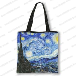 Oil Painting Blossoming Almond Tree / Starry Night Tote Bag Van Gogh Sunflower Women Handbag Canvas Shoulder Shopping Bags