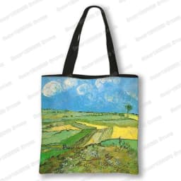 Oil Painting Blossoming Almond Tree / Starry Night Tote Bag Van Gogh Sunflower Women Handbag Canvas Shoulder Shopping Bags